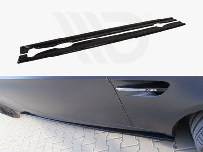 Maxton Design Gloss/Piano Black Side Skirts, Diffusers & Extensions - Rocker/Sill Blades Side Splitters/Lips (Pair) for BMW M3 E92 E93 E9X 2007-2013 Coupe Cabriolet Convertible V8 S65
