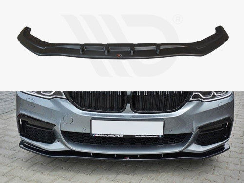 Maxton Design Gloss Piano Black Front Splitter/Lip V1 for BMW 5 Series G30 G31 M Sport 2017-2020 (Pre-LCI) Saloon & Touring Estate - Front Chin Spoiler Aero Lower Valance Bumper Lip