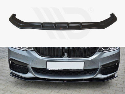 Maxton Design Gloss Piano Black Front Splitter/Lip V1 for BMW 5 Series G30 G31 M Sport 2017-2020 (Pre-LCI) Saloon & Touring Estate - Front Chin Spoiler Aero Lower Valance Bumper Lip