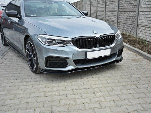 Maxton Design Gloss Piano Black Front Splitter/Lip V1 for BMW 5 Series G30 G31 M Sport 2017-2020 (Pre-LCI) Saloon & Touring Estate - Front Chin Spoiler Aero Lower Valance Bumper Lip