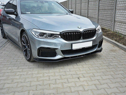 Maxton Design Gloss Piano Black Front Splitter/Lip V1 for BMW 5 Series G30 G31 M Sport 2017-2020 (Pre-LCI) Saloon & Touring Estate - Front Chin Spoiler Aero Lower Valance Bumper Lip