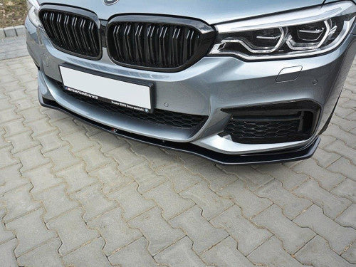 Maxton Design Gloss Piano Black Front Splitter/Lip V1 for BMW 5 Series G30 G31 M Sport 2017-2020 (Pre-LCI) Saloon & Touring Estate - Front Chin Spoiler Aero Lower Valance Bumper Lip