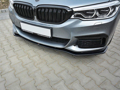 Maxton Design Gloss Piano Black Front Splitter/Lip V1 for BMW 5 Series G30 G31 M Sport 2017-2020 (Pre-LCI) Saloon & Touring Estate - Front Chin Spoiler Aero Lower Valance Bumper Lip