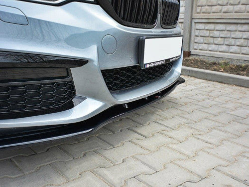 Maxton Design Gloss Piano Black Front Splitter/Lip V1 for BMW 5 Series G30 G31 M Sport 2017-2020 (Pre-LCI) Saloon & Touring Estate - Front Chin Spoiler Aero Lower Valance Bumper Lip