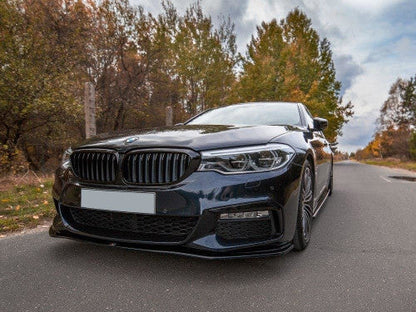 Maxton Design V2 Gloss Black Front Splitter Bumper Lip for BMW 5 Series G30 G31 M Sport 2017-2020 - Chin Spoiler/Front Lip Extension/Front Diffuser Blade for Saloon & Touring (Pre-LCI)
