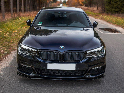 Maxton Design V2 Gloss Black Front Splitter Bumper Lip for BMW 5 Series G30 G31 M Sport 2017-2020 - Chin Spoiler/Front Lip Extension/Front Diffuser Blade for Saloon & Touring (Pre-LCI)