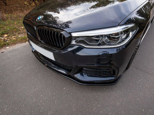 Maxton Design V2 Gloss Black Front Splitter Bumper Lip for BMW 5 Series G30 G31 M Sport 2017-2020 - Chin Spoiler/Front Lip Extension/Front Diffuser Blade for Saloon & Touring (Pre-LCI)