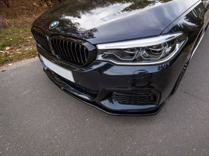 Maxton Design V2 Gloss Black Front Splitter Bumper Lip for BMW 5 Series G30 G31 M Sport 2017-2020 - Chin Spoiler/Front Lip Extension/Front Diffuser Blade for Saloon & Touring (Pre-LCI)