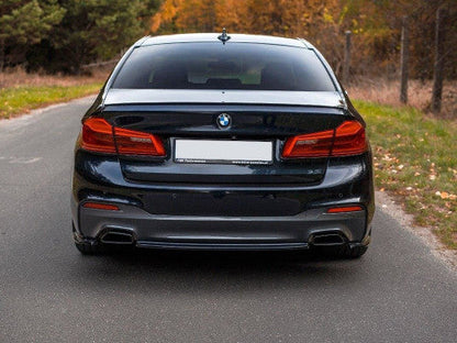 Maxton Design Gloss Piano Black Rear Centre Splitter, Lower Spoiler/Valance for BMW 5 Series G30/G31 M Sport 2017-2020 (Saloon & Touring) - Diffuser Add-On Rear Lip Skirt Bumper Extension - Pre-LCI