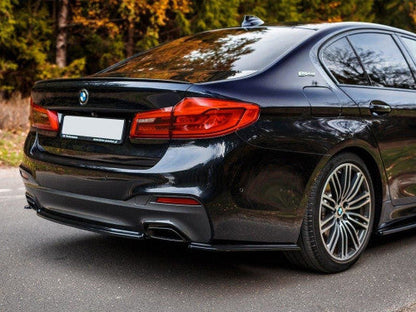 Maxton Design Gloss Black Rear Corner/Side Splitters for BMW 5 Series G30/G31 M Sport 2017-2020 (Saloon & Touring/Estate) - Rear Spats, Skirt Extensions, Valance Add-Ons, Bumper Corner Trims/Extensions - Pair