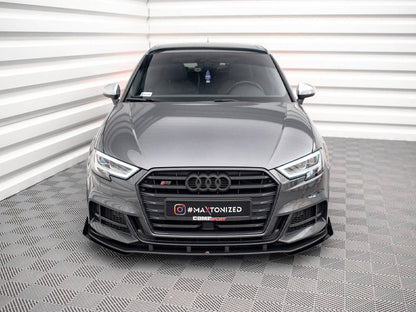 Maxton Design - STREET PRO FRONT SPLITTER V.1 (+FLAPS) AUDI S3 SPORTBACK 8V FACELIFT