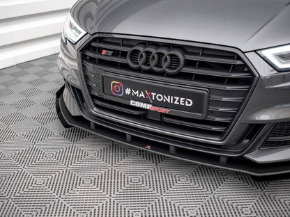 Maxton Design - STREET PRO FRONT SPLITTER V.1 (+FLAPS) AUDI S3 SPORTBACK 8V FACELIFT