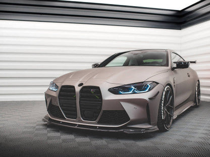 Maxton Design Carbon Fibre Front Bumper Lip Spoiler/Splitter V2 for BMW M3/M4 G8X (G80 G81 G82) – Front Chin Spoiler Valance Air Dam – Fits 2021+ M3 Saloon, M3 Touring, M4 Coupe – Aero Lip Kit