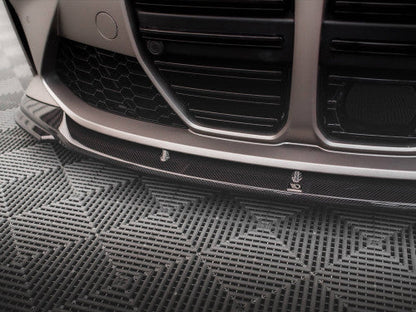 Maxton Design Carbon Fibre Front Bumper Lip Spoiler/Splitter V2 for BMW M3/M4 G8X (G80 G81 G82) – Front Chin Spoiler Valance Air Dam – Fits 2021+ M3 Saloon, M3 Touring, M4 Coupe – Aero Lip Kit