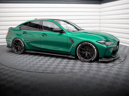 Maxton Design Carbon Fibre/Fiber Side Skirts / Side Skirt Extensions / Side Blades for BMW M3 G80 G81 (2021+) Saloon & Touring - Gloss Carbon Sill/Rocker Panel Extensions, Side Splitters | OEM+ Aero Kit Upgrade