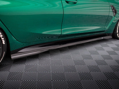 Maxton Design Carbon Fibre/Fiber Side Skirts / Side Skirt Extensions / Side Blades for BMW M3 G80 G81 (2021+) Saloon & Touring - Gloss Carbon Sill/Rocker Panel Extensions, Side Splitters | OEM+ Aero Kit Upgrade