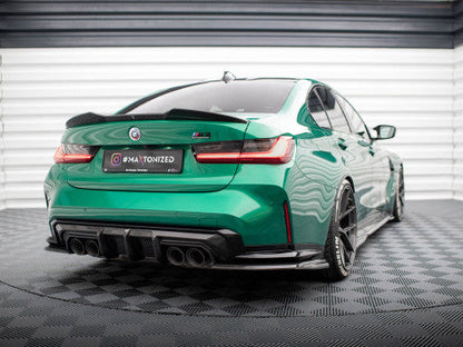 BMW M3 G80/G81 Carbon Fibre Rear Spats / Side Splitters / Corner Blades – Maxton Design Carbon Division Rear Bumper Extensions Side Fins (2021+ Saloon & Touring)