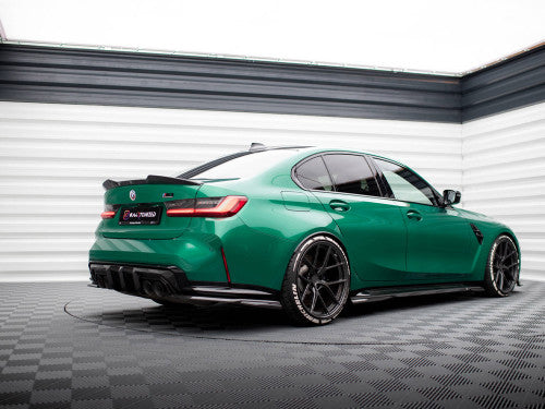 BMW M3 G80/G81 Carbon Fibre Rear Spats / Side Splitters / Corner Blades – Maxton Design Carbon Division Rear Bumper Extensions Side Fins (2021+ Saloon & Touring)