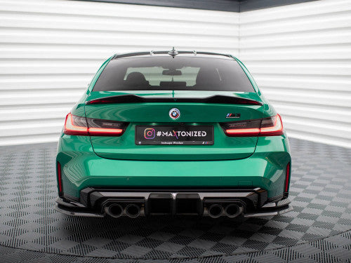 BMW M3 G80/G81 Carbon Fibre Rear Spats / Side Splitters / Corner Blades – Maxton Design Carbon Division Rear Bumper Extensions Side Fins (2021+ Saloon & Touring)