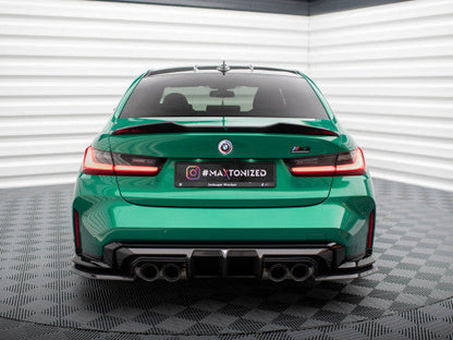 BMW M3 G80/G81 Carbon Fibre Rear Spats / Side Splitters / Corner Blades – Maxton Design Carbon Division Rear Bumper Extensions Side Fins (2021+ Saloon & Touring)