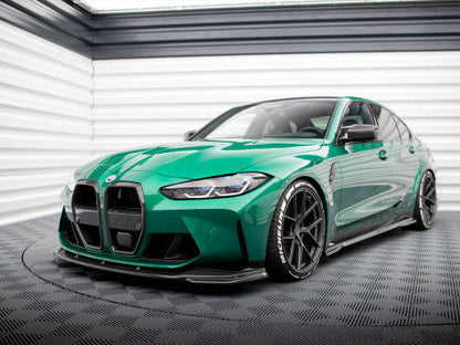 Maxton Design Carbon Fibre Front Bumper Lip Spoiler/Splitter V2 for BMW M3/M4 G8X (G80 G81 G82) – Front Chin Spoiler Valance Air Dam – Fits 2021+ M3 Saloon, M3 Touring, M4 Coupe – Aero Lip Kit