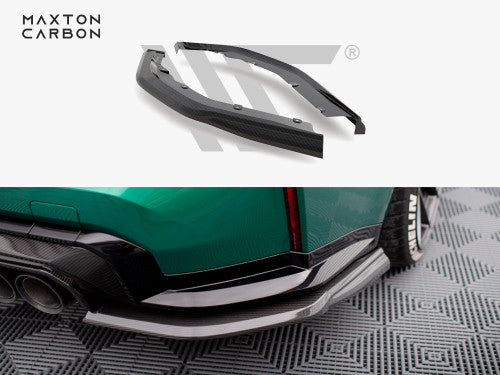 BMW M3 G80/G81 Carbon Fibre Rear Spats / Side Splitters / Corner Blades – Maxton Design Carbon Division Rear Bumper Extensions Side Fins (2021+ Saloon & Touring)