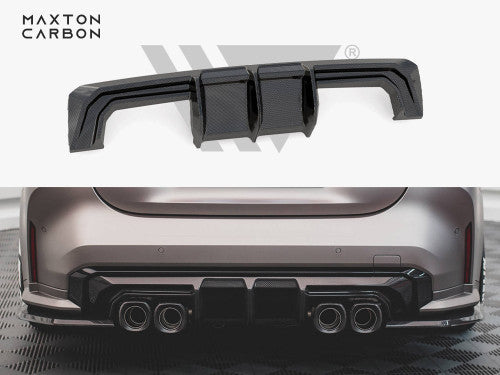 Maxton Design Carbon Fibre/Carbon Fiber Rear Diffuser Valance & Rear Bumper Insert for BMW M3 G80 Saloon (2021+) & M4 G82 Coupe (G8X) - Gloss Carbon Undertray, Rear Apron, Quad Exhaust Surround, OEM-Fit Performance Aero