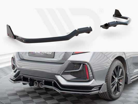 Maxton Design - Rear Splitter V.1 (Vertical Bars) + Flaps Honda Civic Sport Mk10 Facelift
