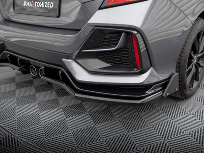 Maxton Design - Rear Splitter V.1 (Vertical Bars) + Flaps Honda Civic Sport Mk10 Facelift
