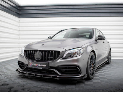 Maxton Design - STREET PRO FRONT SPLITTER + FLAPS MERCEDES-AMG C63 SEDAN / ESTATE W205 FACELIFT