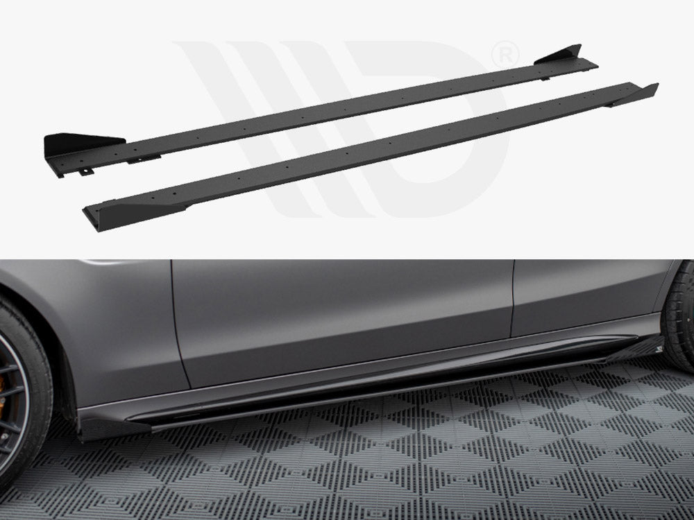 Maxton Design - STREET PRO SIDE SKIRTS DIFFUSERS + FLAPS MERCEDES-AMG C63 SEDAN / ESTATE W205 FACELIFT