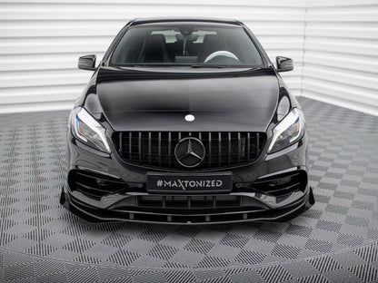 Maxton Design - STREET PRO FRONT SPLITTER + FLAPS MERCEDES-BENZ A AMG-LINE W176 FACELIFT