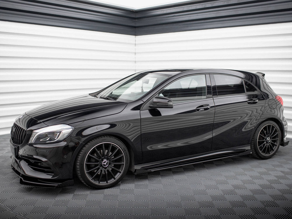 Maxton Design - STREET PRO SIDE SKIRTS DIFFUSERS + FLAPS MERCEDES-BENZ A AMG-LINE W176 FACELIFT