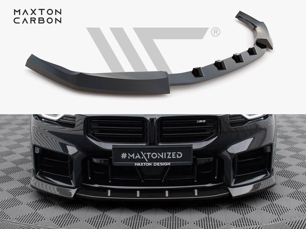 Maxton Design Carbon Division Carbon Fibre Front Lip Splitter V2 for BMW M2 G87 (2023-2025) | Front Spoiler/Chin Spoiler | Gloss 2x2 Twill PrePreg Performance Bumper Lip