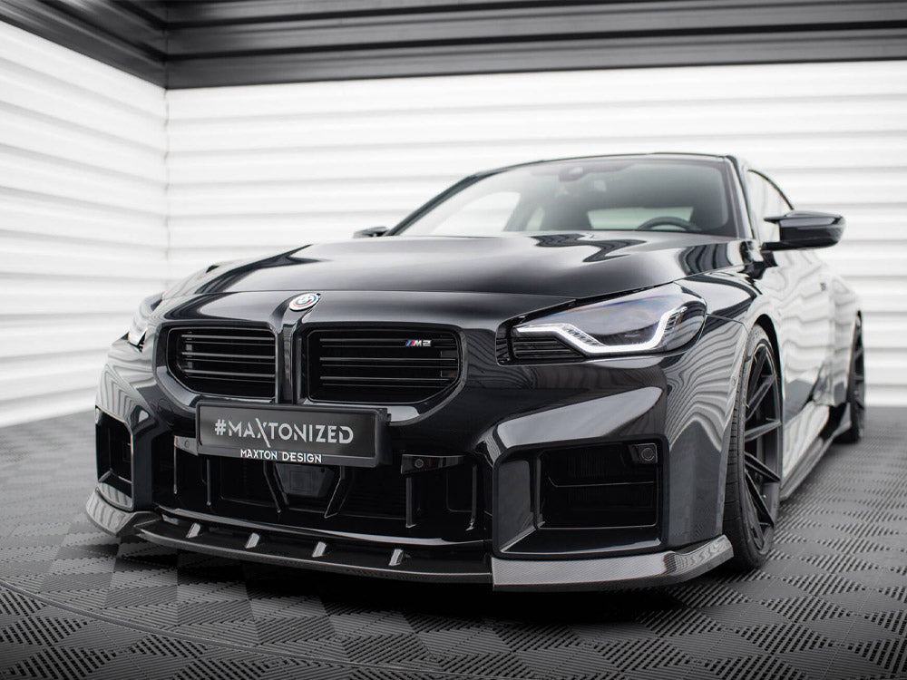 Maxton Design Carbon Division Carbon Fibre Front Lip Splitter V2 for BMW M2 G87 (2023-2025) | Front Spoiler/Chin Spoiler | Gloss 2x2 Twill PrePreg Performance Bumper Lip