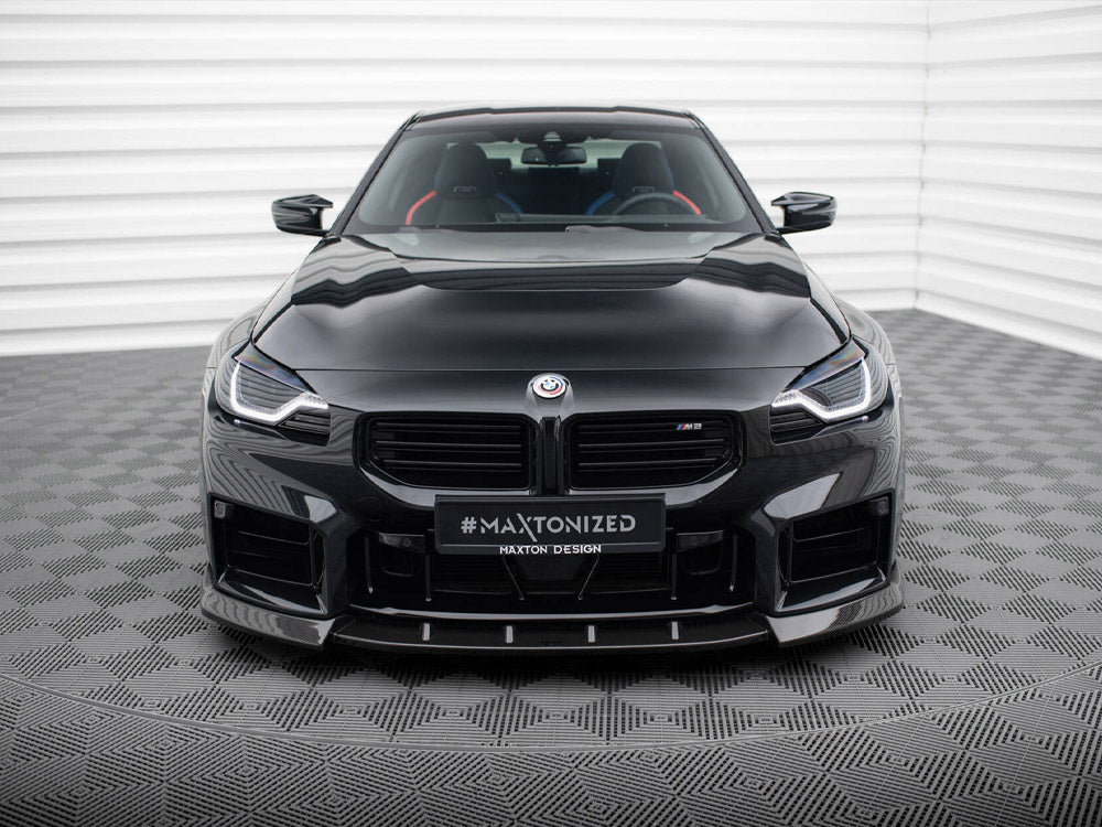 Maxton Design Carbon Division Carbon Fibre Front Lip Splitter V2 for BMW M2 G87 (2023-2025) | Front Spoiler/Chin Spoiler | Gloss 2x2 Twill PrePreg Performance Bumper Lip