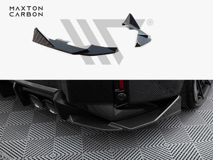Maxton Design Carbon Fibre/Fiber Rear Spats Side Splitters for BMW M2 G87 (2023+) - Rear Bumper Corner Lips, Rear Side Skirt Extensions, 2x2 Twill Pre-Preg Carbon, OEM+ Aero Upgrade