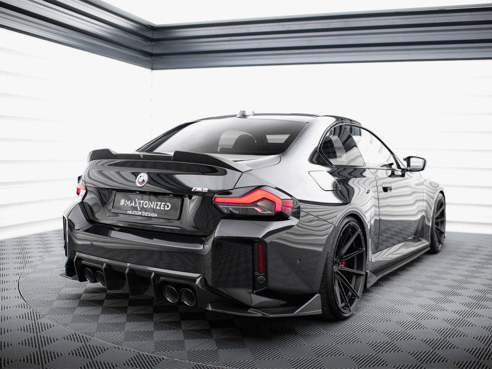 Maxton Design Carbon Fibre/Fiber Rear Spats Side Splitters for BMW M2 G87 (2023+) - Rear Bumper Corner Lips, Rear Side Skirt Extensions, 2x2 Twill Pre-Preg Carbon, OEM+ Aero Upgrade