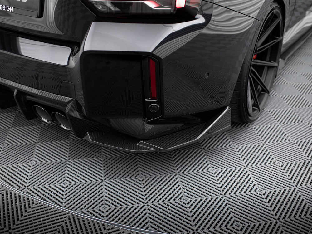 Maxton Design Carbon Fibre/Fiber Rear Spats Side Splitters for BMW M2 G87 (2023+) - Rear Bumper Corner Lips, Rear Side Skirt Extensions, 2x2 Twill Pre-Preg Carbon, OEM+ Aero Upgrade
