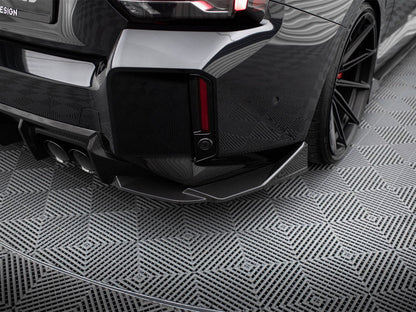 Maxton Design Carbon Fibre/Fiber Rear Spats Side Splitters for BMW M2 G87 (2023+) - Rear Bumper Corner Lips, Rear Side Skirt Extensions, 2x2 Twill Pre-Preg Carbon, OEM+ Aero Upgrade