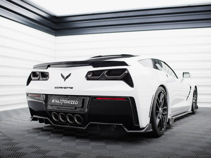 Maxton Design - Central Rear Splitter (Vertical Bars) + Rear Side Splitters Chevrolet Corvette C7