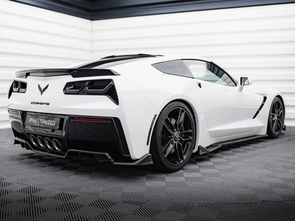Maxton Design - Central Rear Splitter (Vertical Bars) + Rear Side Splitters Chevrolet Corvette C7
