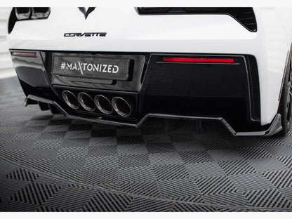 Maxton Design - Central Rear Splitter (Vertical Bars) + Rear Side Splitters Chevrolet Corvette C7
