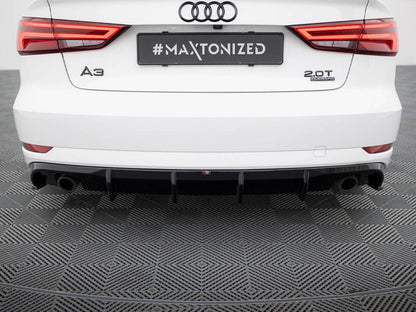 Maxton Design -  Rear Valance Audi A3 Sedan 8V Facelift (Version with single exhaust tips on both sides)