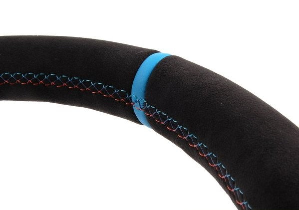 Genuine BMW M Performance Alcantara Steering Wheel for E82 E90 E92 E93 (OEM) - Fits M3, 1M, 325i, 328i, 335i/335is - M Tri-Colour Stitching, Centre Stripe - Part No. 32302212772