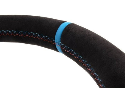 Genuine BMW M Performance Alcantara Steering Wheel for E82 E90 E92 E93 (OEM) - Fits M3, 1M, 325i, 328i, 335i/335is - M Tri-Colour Stitching, Centre Stripe - Part No. 32302212772