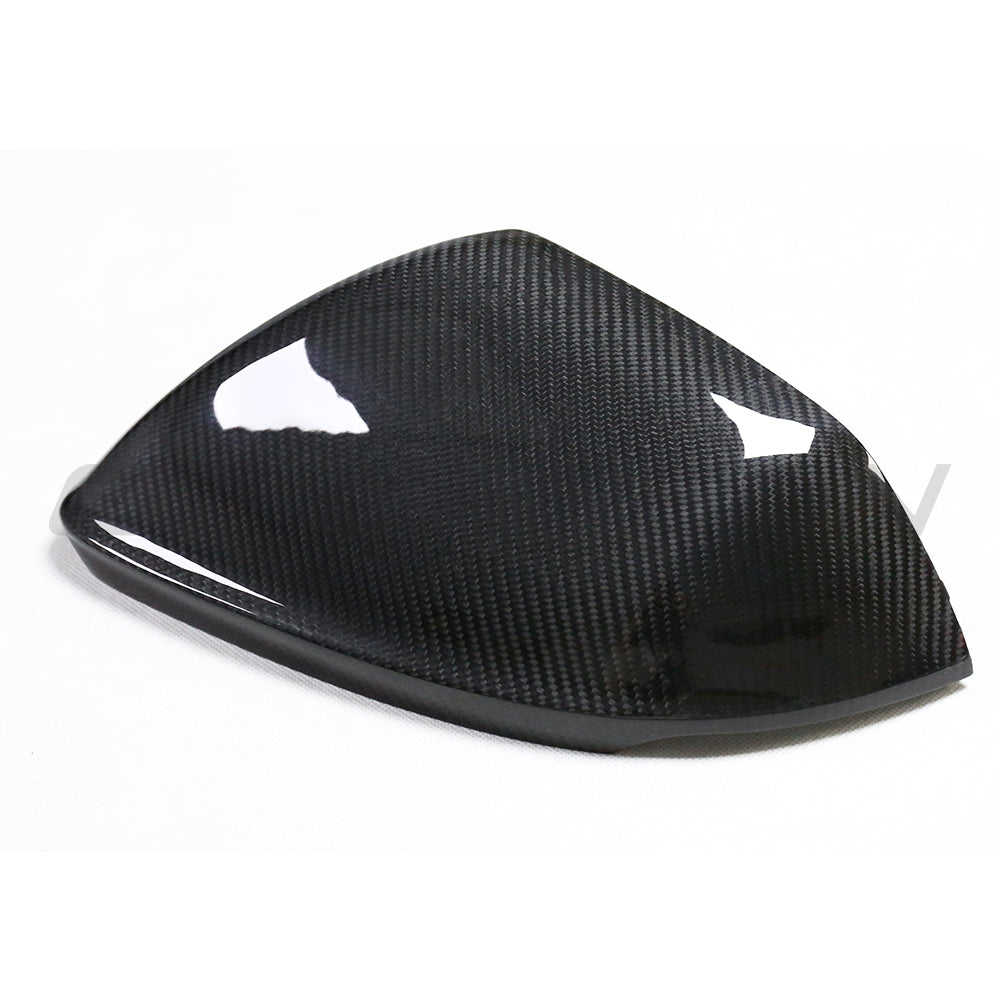 Audi Q8 SQ8 RSQ8 & Lamborghini Urus Carbon Fibre/Fiber Wing Mirror Caps - Side Mirror Covers Shells, CT Carbon Pre-Preg OE-Fit Replacement Housings - Lane Assist/Side Assist Blind Spot Compatible (Urus 2019+, Q8 2020+)