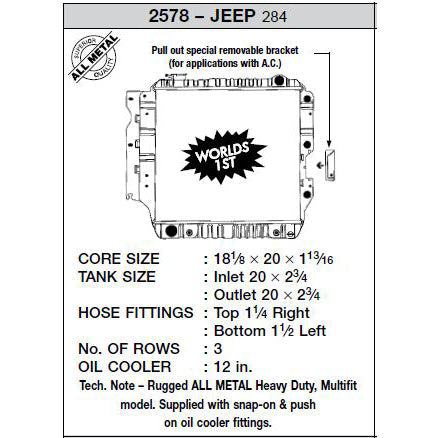 CSF 87-04 Jeep Wrangler (3 ROW Copper Core) Radiator