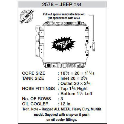 CSF 87-04 Jeep Wrangler (3 ROW Copper Core) Radiator