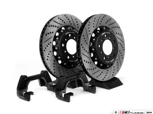 ECS Tuning Front CSL Big Brake Kit 345x28mm for BMW E36 M3 & Z3 M - E46 M3 CSL 2-Piece 345mm Drilled/Slotted Rotors with Caliper Relocation Brackets